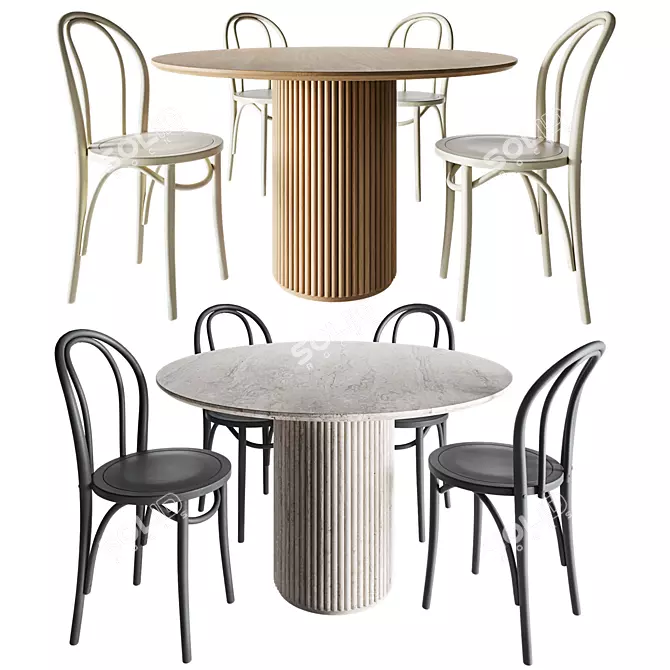 Sleek Baycheer Round Table Dining 3D model image 1