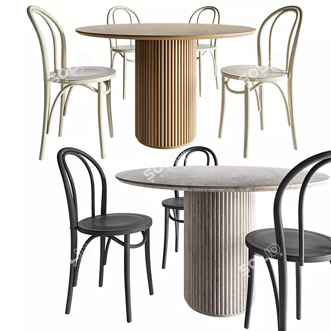 Sleek Baycheer Round Table Dining 3D model image 2