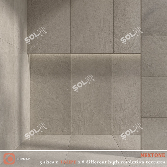 Taupe Textured Porcelain Floor Tiles 3D model image 1