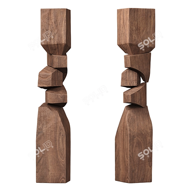 Elegant Wood Sculpture by Joel Escalona 3D model image 1