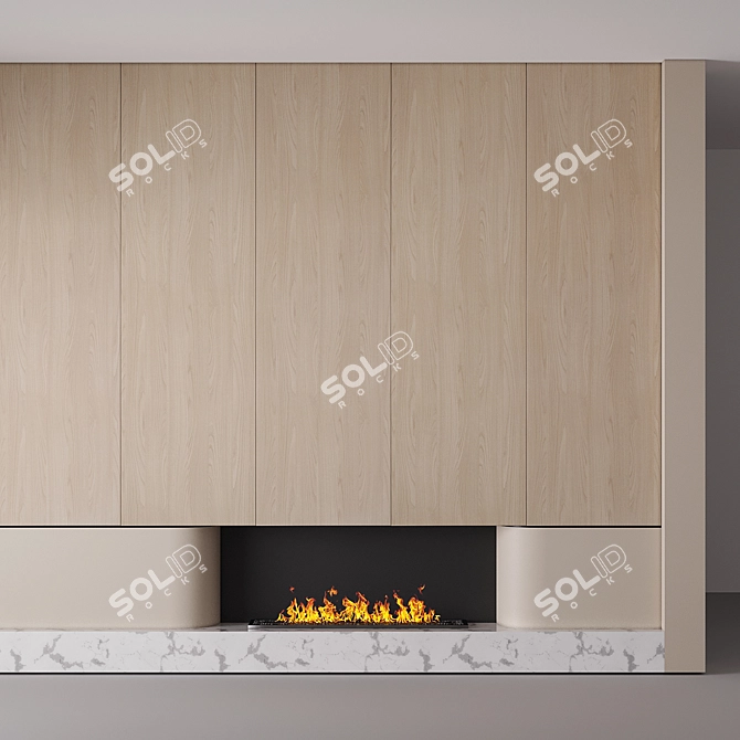 Minimalist Wall Fireplace 3D model image 1