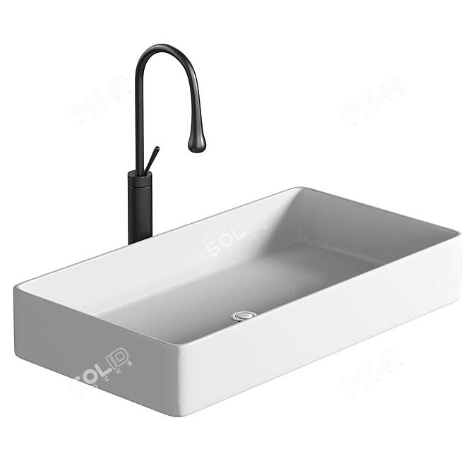Rectangular White Vessel Sink - MD Bath 3D model image 1
