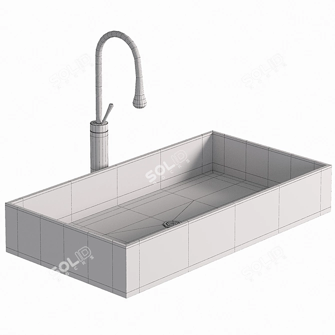 Rectangular White Vessel Sink - MD Bath 3D model image 2