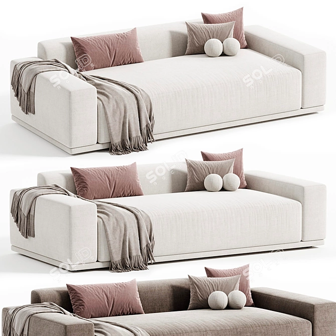  Elegant Faible Grey Velvet Sofa 3D model image 2