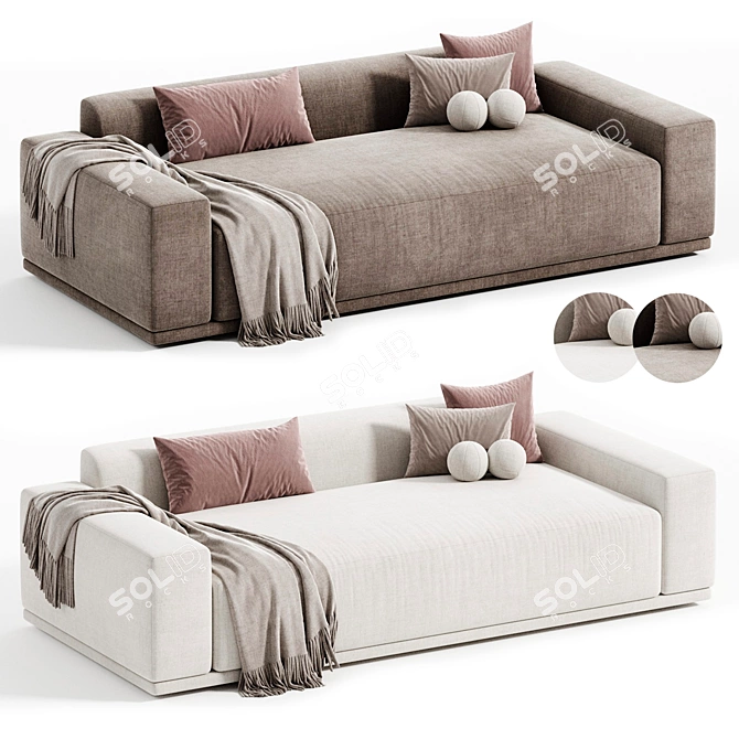  Elegant Faible Grey Velvet Sofa 3D model image 3