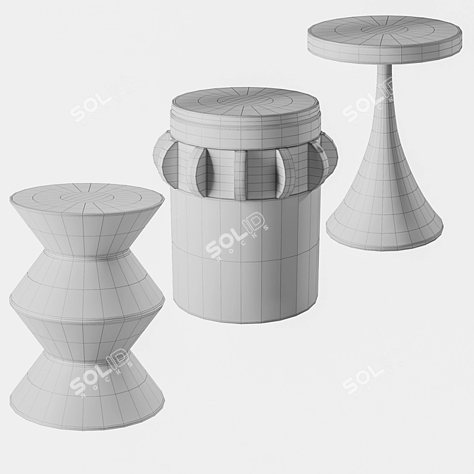 Geometric Modern Stools Set 3D model image 3