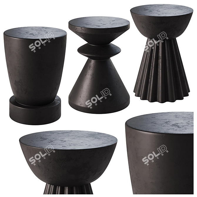 Modern Log Stools Set 3D model image 1