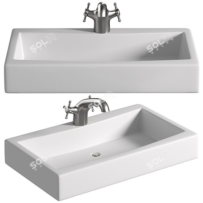 Elegant Mediterranean Overcounter Sink 3D model image 1
