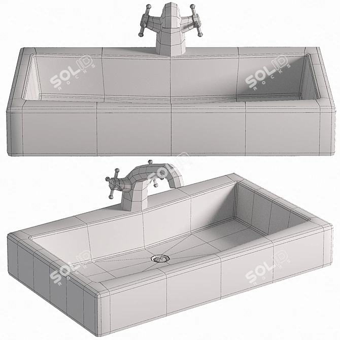 Elegant Mediterranean Overcounter Sink 3D model image 2