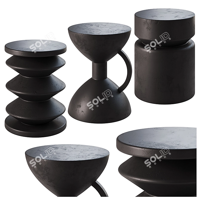 Modern Log Stools Collection 3D model image 1