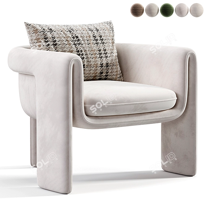 Elegant Floria Velvet Chair 3D model image 1