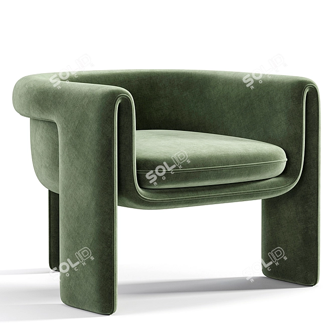 Elegant Floria Velvet Chair 3D model image 5