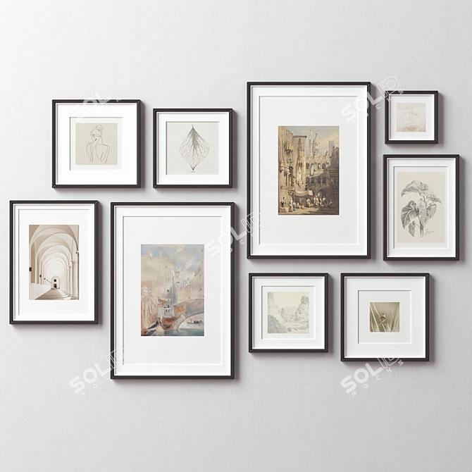 Assorted Picture Frames Set Collection 3D model image 4