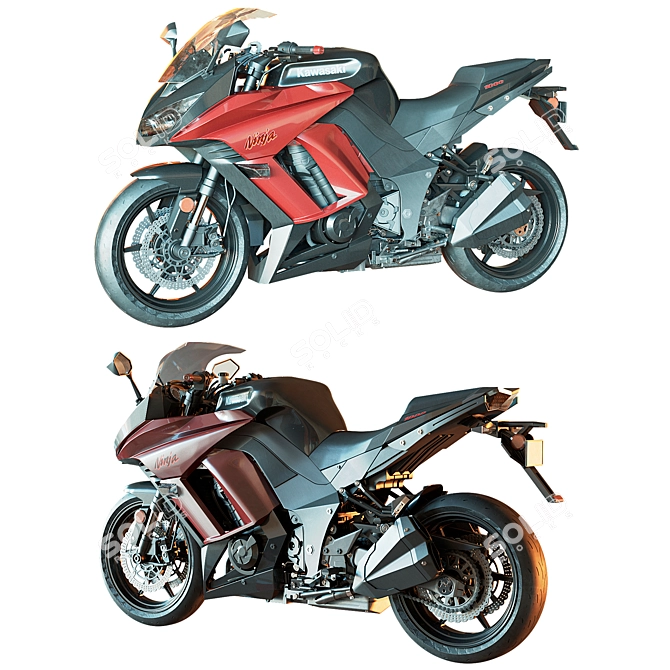 High-Quality Kawasaki Ninja 1000 3D Model 3D model image 1