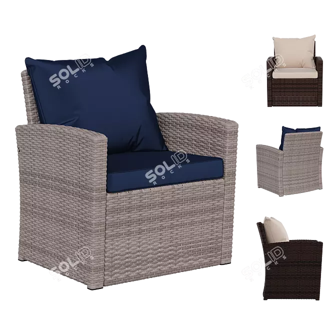 Outdoor Rattan-Style Patio Set 3D model image 2