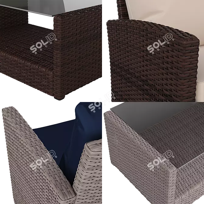 Outdoor Rattan-Style Patio Set 3D model image 4