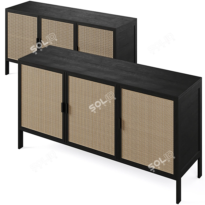 Rattan Wood Sideboard Reyna Sklum 3D model image 3