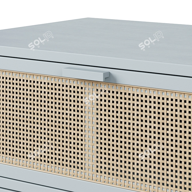 Rattan Wood Chest of Drawers 3D model image 3