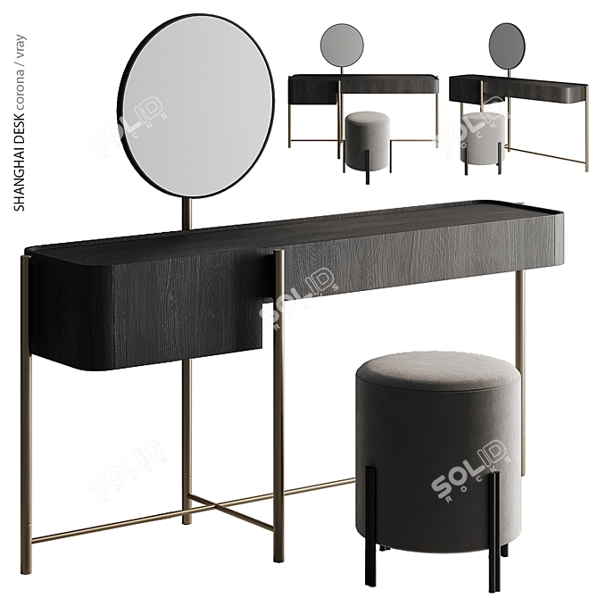 Modern Chic Shanghai Desk Vanity 3D model image 1