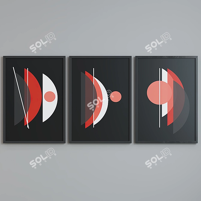 Modern Abstract Picture Frame Set 3D model image 3