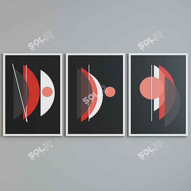 Modern Abstract Picture Frame Set 3D model image 4