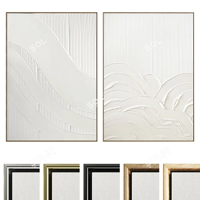 Texture Plaster Photo Frame Set 3D model image 1