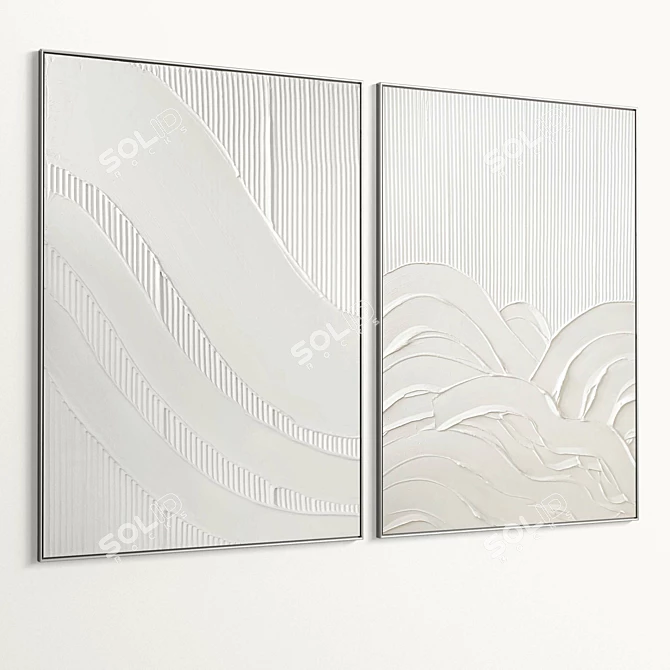 Texture Plaster Photo Frame Set 3D model image 6