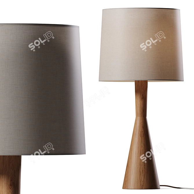 Rustic Mango Wood Table Lamp 3D model image 1