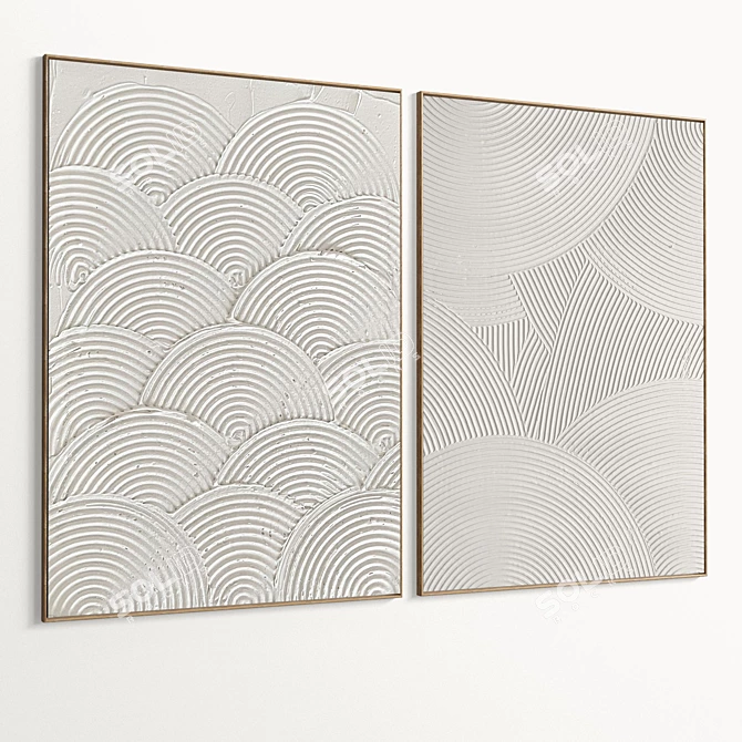 Plaster Textured Dual Photo Frame 3D model image 2