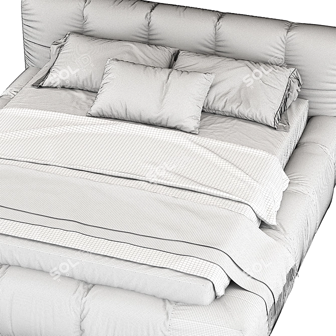  Italian Tufty Bed Model (3dsmax2017 +obj) 3D model image 4