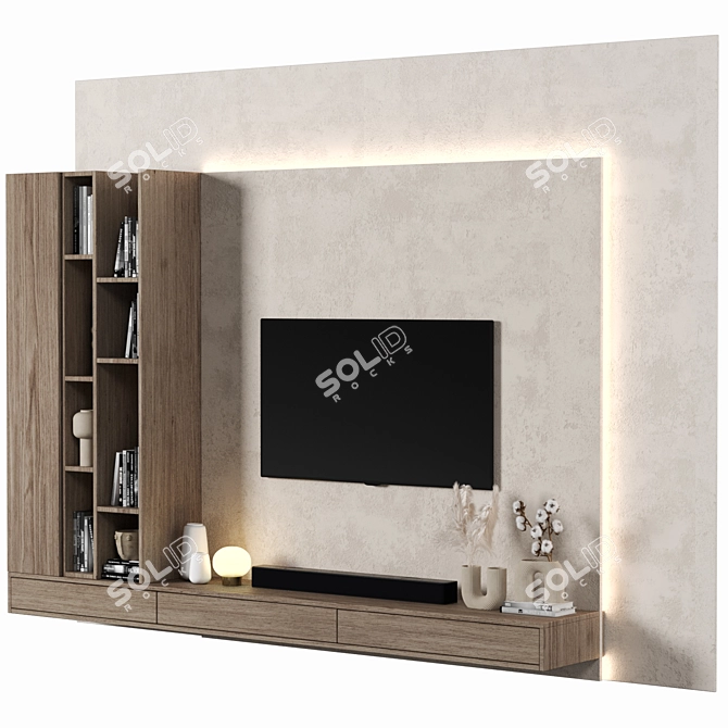 Sleek TV Wall Unit 124 3D model image 1