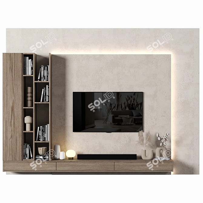 Sleek TV Wall Unit 124 3D model image 2