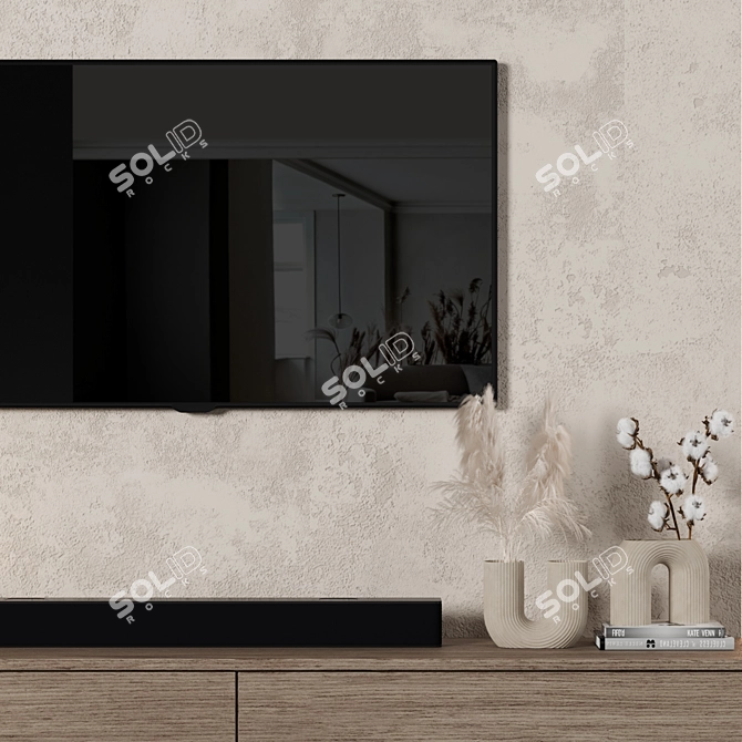 Sleek TV Wall Unit 124 3D model image 3