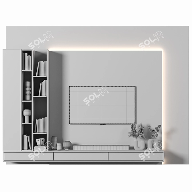 Sleek TV Wall Unit 124 3D model image 4