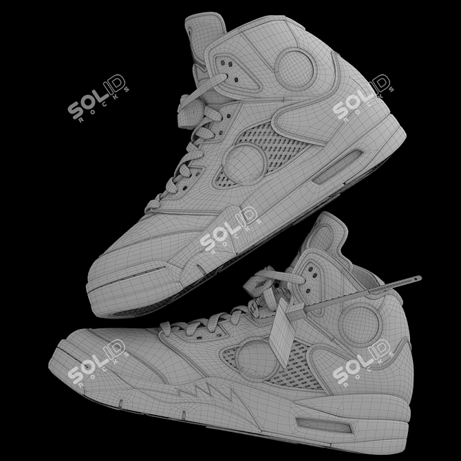 White Off Nike 5 Sneakers 3D model image 4