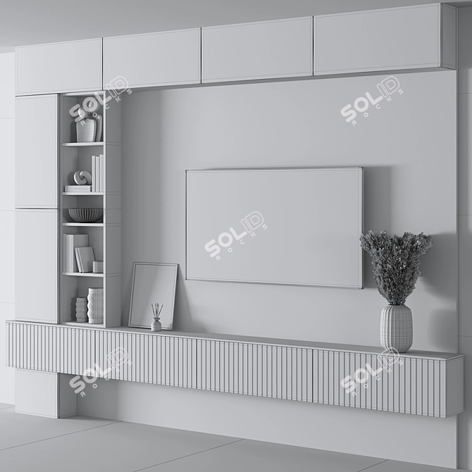 Minimalist TV Wall with Decor 3D model image 6