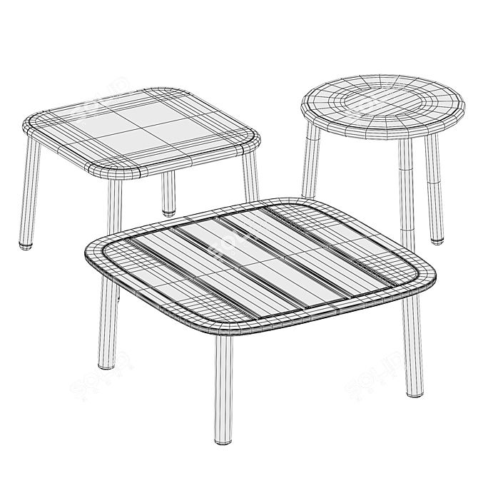 Elegant Outdoor Coffee Table Set 3D model image 5