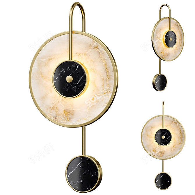 Marble Disc LED Wall Sconce 3D model image 1