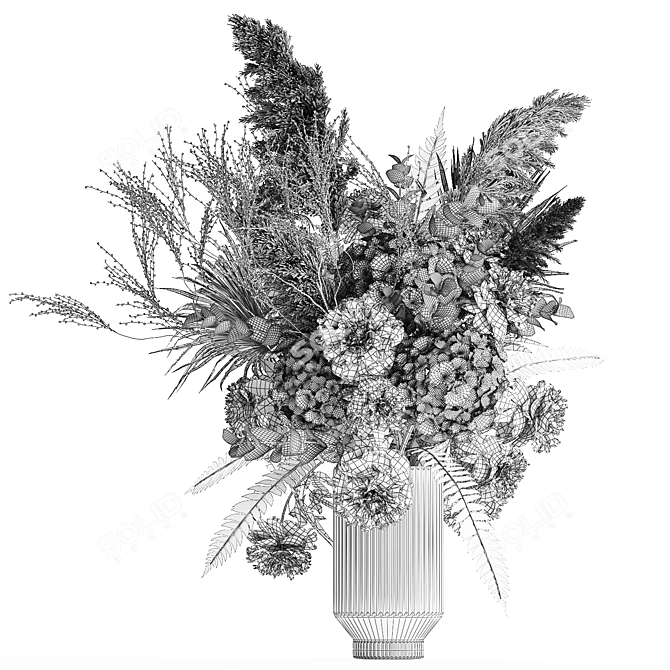 Luxury Dried Flower Bouquet 3D model image 7