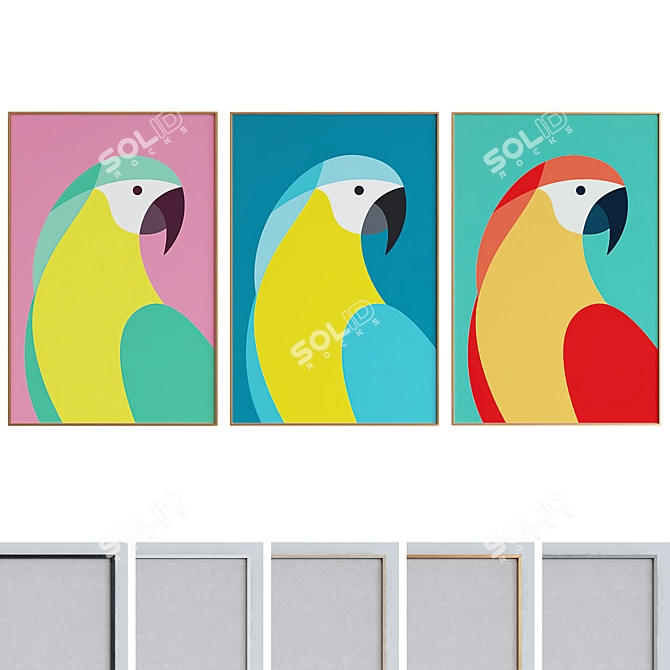 Modern Parrot Picture Frame Set 3D model image 1