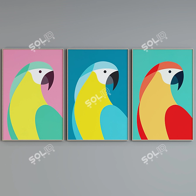 Modern Parrot Picture Frame Set 3D model image 2