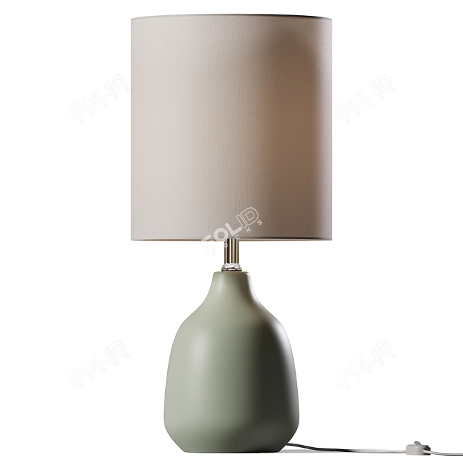 Sage Ceramic Table Lamp with White Shade 3D model image 1