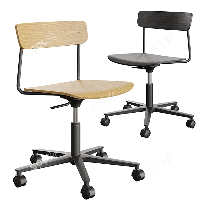 Sleek Cross Task Chair in Black Oak 3D model image 1