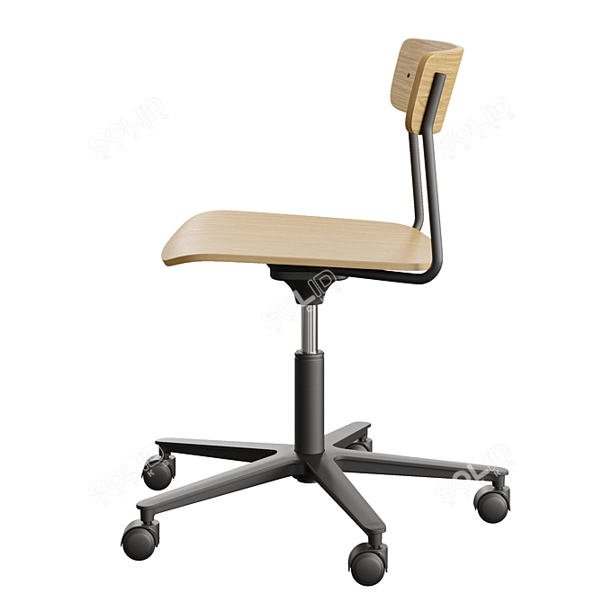 Sleek Cross Task Chair in Black Oak 3D model image 3