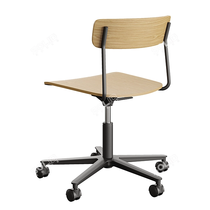 Sleek Cross Task Chair in Black Oak 3D model image 4