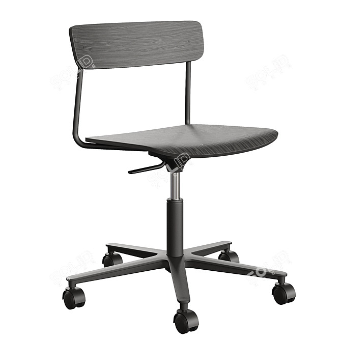 Sleek Cross Task Chair in Black Oak 3D model image 5