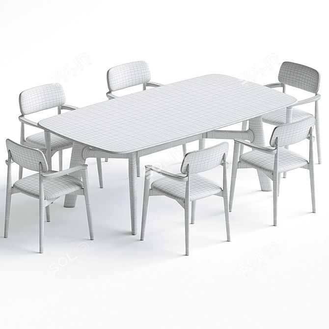 Sleek Curve Table Chair Set 3D model image 4