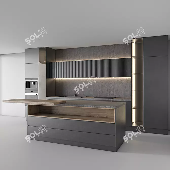 Modern Kitchen 3D Model Set 3D model image 3