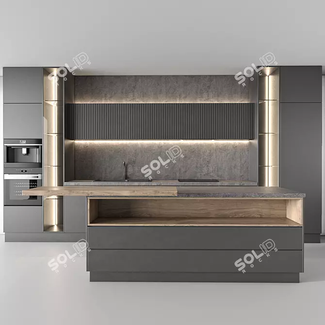 Modern Kitchen 3D Model Set 3D model image 6