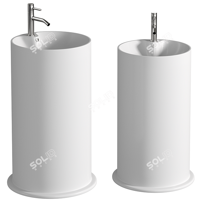 Modern Free-Standing Glossy White Sink 3D model image 1